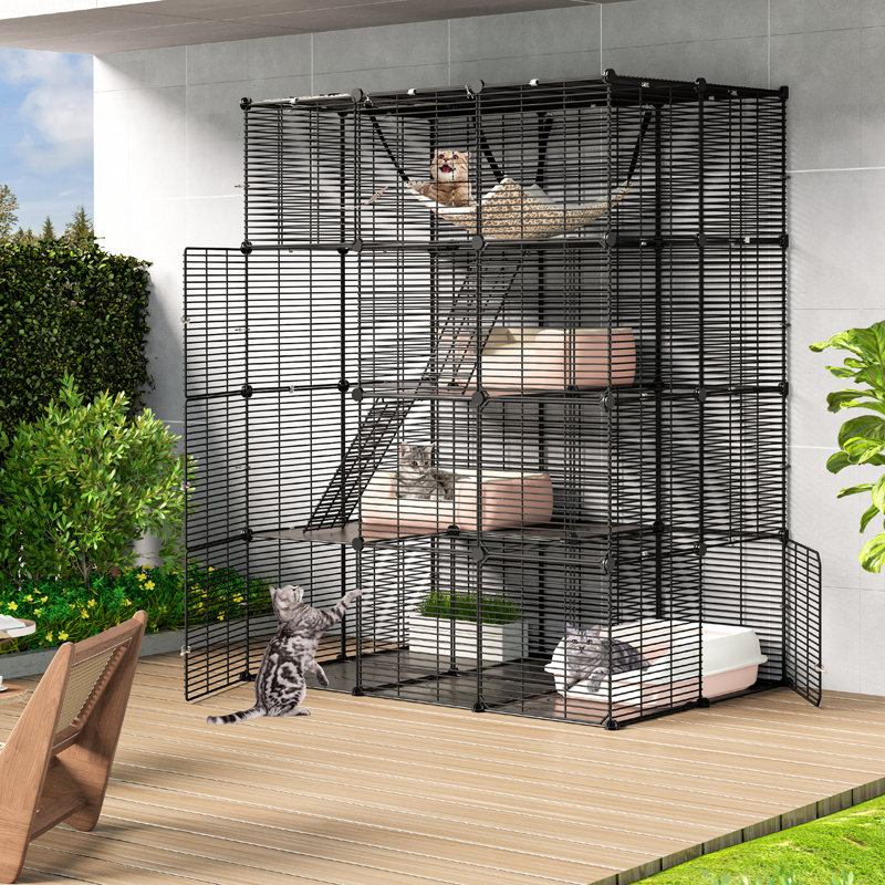 Archie Oscar Dunstable 4 Layer Outdoor Metal Cat Cage Catio Cat House Reviews Wayfair